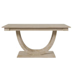 Set pranzo in legno massello con gambe a mezzaluna, 4 sedie e panca – Naturale / Grigio, 6 posti a sedere