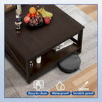 Tavolino da Caffè Quadrato Industriale Mid-Century a 2 Livelli con Piano Antigraffio e Telaio a Barra Obliqua – Espresso / Grigio Scuro / Marrone+Bianco, Singolo