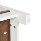 Tavolino da Caffè Quadrato Industriale Mid-Century a 2 Livelli con Piano Antigraffio e Telaio a Barra Obliqua – Espresso / Grigio Scuro / Marrone+Bianco, Singolo