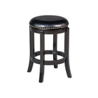 Sgabello da Bar Senza Schienale Girevole a 360° Ad Altezza Bancone con Sedile in Ecopelle e Rifiniture Borchiate – Nero / Cappuccino / Ciliegio / Bianco, Singolo