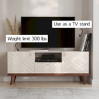 Mobile TV consolle scandinavo di metà secolo con cassetto e 3 ante – Beige / Grigio / Bianco / Marrone, Singolo, Adatto a TV fino a 65"
