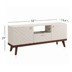 Mobile TV consolle scandinavo di metà secolo con cassetto e 3 ante – Beige / Grigio / Bianco / Marrone, Singolo, Adatto a TV fino a 65"