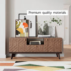 Mobile TV consolle scandinavo di metà secolo con cassetto e 3 ante – Beige / Grigio / Bianco / Marrone, Singolo, Adatto a TV fino a 65"