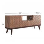 Mobile TV consolle scandinavo di metà secolo con cassetto e 3 ante – Beige / Grigio / Bianco / Marrone, Singolo, Adatto a TV fino a 65"