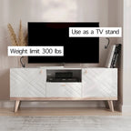 Mobile TV consolle scandinavo di metà secolo con cassetto e 3 ante – Beige / Grigio / Bianco / Marrone, Singolo, Adatto a TV fino a 65"