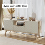 Mobile TV consolle scandinavo di metà secolo con cassetto e 3 ante – Beige / Grigio / Bianco / Marrone, Singolo, Adatto a TV fino a 65"