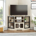 Mobile TV ad angolo in stile rustico con prese di corrente e porte USB – Rovere / Grigio Antracite / Marrone / Nero / Bianco e altro, Singolo, Adatto a TV fino a 55"