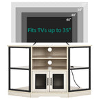 Mobile TV ad angolo in stile rustico con prese di corrente e porte USB – Rovere / Grigio Antracite / Marrone / Nero / Bianco e altro, Singolo, Adatto a TV fino a 55"