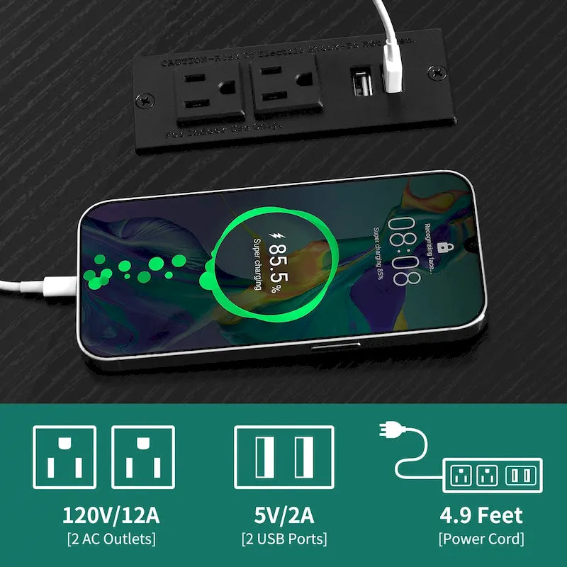 Mobile TV ad angolo in stile rustico con prese di corrente e porte USB – Rovere / Grigio Antracite / Marrone / Nero / Bianco e altro, Singolo, Adatto a TV fino a 55"