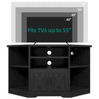 Mobile TV ad angolo in stile rustico con prese di corrente e porte USB – Rovere / Grigio Antracite / Marrone / Nero / Bianco e altro, Singolo, Adatto a TV fino a 55"