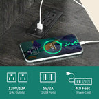 Mobile TV ad angolo in stile rustico con prese di corrente e porte USB – Rovere / Grigio Antracite / Marrone / Nero / Bianco e altro, Singolo, Adatto a TV fino a 55"