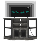 Mobile TV ad angolo in stile rustico con prese di corrente e porte USB – Rovere / Grigio Antracite / Marrone / Nero / Bianco e altro, Singolo, Adatto a TV fino a 55"