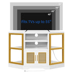 Mobile TV ad angolo in stile rustico con prese di corrente e porte USB – Rovere / Grigio Antracite / Marrone / Nero / Bianco e altro, Singolo, Adatto a TV fino a 55"