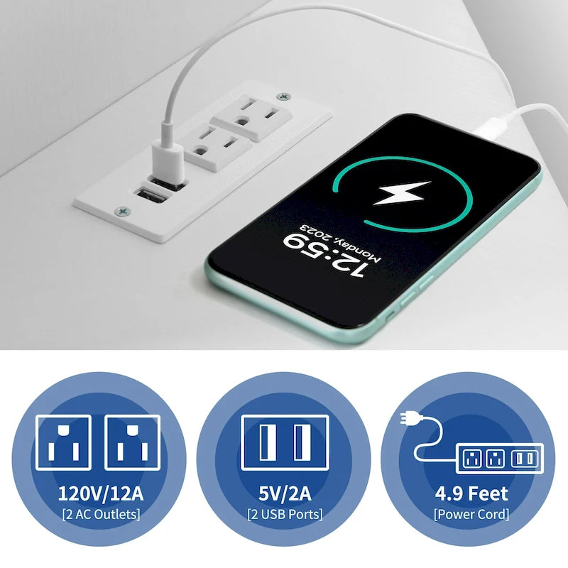 Mobile TV ad angolo in stile rustico con prese di corrente e porte USB – Rovere / Grigio Antracite / Marrone / Nero / Bianco e altro, Singolo, Adatto a TV fino a 55"
