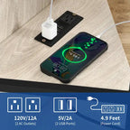 Mobile TV ad angolo in stile rustico con prese di corrente e porte USB – Rovere / Grigio Antracite / Marrone / Nero / Bianco e altro, Singolo, Adatto a TV fino a 55"