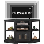 Mobile TV ad angolo in stile rustico con prese di corrente e porte USB – Rovere / Grigio Antracite / Marrone / Nero / Bianco e altro, Singolo, Adatto a TV fino a 55"