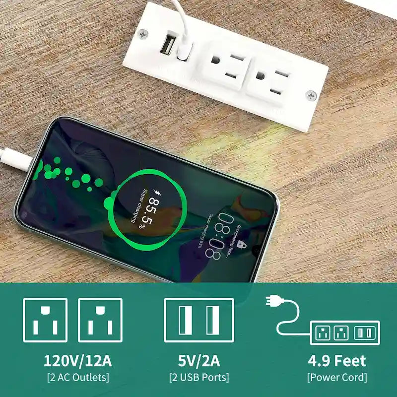 Mobile TV ad angolo in stile rustico con prese di corrente e porte USB – Rovere / Grigio Antracite / Marrone / Nero / Bianco e altro, Singolo, Adatto a TV fino a 55"