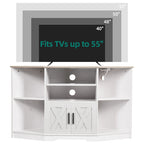 Mobile TV ad angolo in stile rustico con prese di corrente e porte USB – Rovere / Grigio Antracite / Marrone / Nero / Bianco e altro, Singolo, Adatto a TV fino a 55"