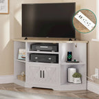 Mobile TV ad angolo in stile rustico con prese di corrente e porte USB – Rovere / Grigio Antracite / Marrone / Nero / Bianco e altro, Singolo, Adatto a TV fino a 55"