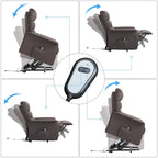 Poltrona Reclinabile Power Lift Assist con Telecomando e Rivestimento in Lino – Grigio / Marrone, Singola