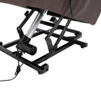 Poltrona Reclinabile Power Lift Assist con Telecomando e Rivestimento in Lino – Grigio / Marrone, Singola