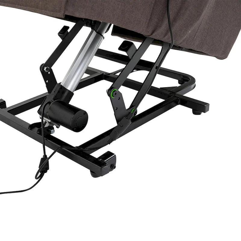 Poltrona Reclinabile Power Lift Assist con Telecomando e Rivestimento in Lino – Grigio / Marrone, Singola