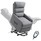 Poltrona Reclinabile Power Lift Assist con Telecomando e Rivestimento in Lino – Grigio / Marrone, Singola