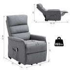 Poltrona Reclinabile Power Lift Assist con Telecomando e Rivestimento in Lino – Grigio / Marrone, Singola