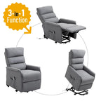 Poltrona Reclinabile Power Lift Assist con Telecomando e Rivestimento in Lino – Grigio / Marrone, Singola