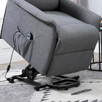 Poltrona Reclinabile Power Lift Assist con Telecomando e Rivestimento in Lino – Grigio / Marrone, Singola