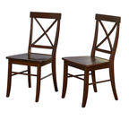 Sedia da pranzo Mid-Century in legno di gomma con seduta in similpelle – Spazzolata castagno