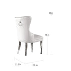 Sedie da pranzo con schienale imbottito a bottoni, borchie e struttura in acciaio – Ecopelle nera / grigia / crema / blu navy / bianca