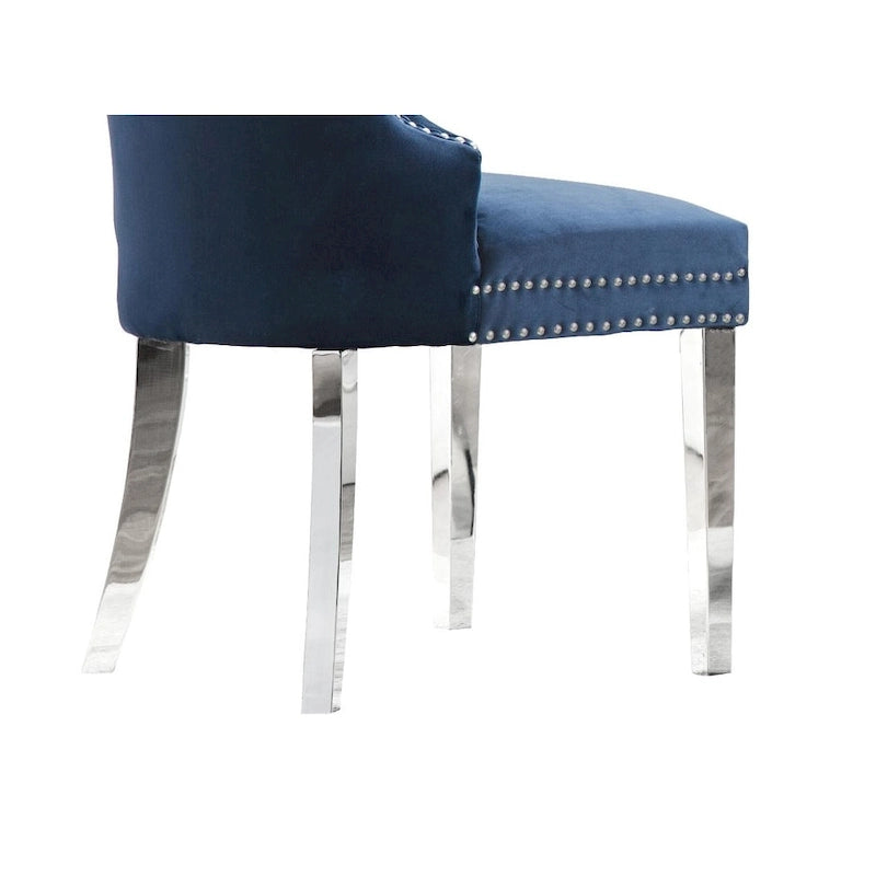 Sedie da pranzo con schienale imbottito a bottoni, borchie e struttura in acciaio – Ecopelle nera / grigia / crema / blu navy / bianca