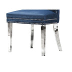 Sedie da pranzo con schienale imbottito a bottoni, borchie e struttura in acciaio – Ecopelle nera / grigia / crema / blu navy / bianca