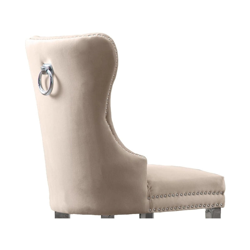 Sedie da pranzo con schienale imbottito a bottoni, borchie e struttura in acciaio – Ecopelle nera / grigia / crema / blu navy / bianca