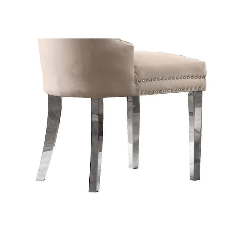 Sedie da pranzo con schienale imbottito a bottoni, borchie e struttura in acciaio – Ecopelle nera / grigia / crema / blu navy / bianca