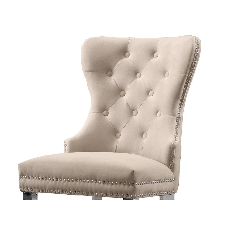 Sedie da pranzo con schienale imbottito a bottoni, borchie e struttura in acciaio – Ecopelle nera / grigia / crema / blu navy / bianca