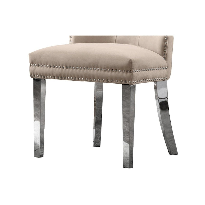 Sedie da pranzo con schienale imbottito a bottoni, borchie e struttura in acciaio – Ecopelle nera / grigia / crema / blu navy / bianca