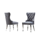 Sedie da pranzo con schienale imbottito a bottoni, borchie e struttura in acciaio – Ecopelle nera / grigia / crema / blu navy / bianca
