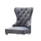 Sedie da pranzo con schienale imbottito a bottoni, borchie e struttura in acciaio – Ecopelle nera / grigia / crema / blu navy / bianca