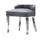 Sedie da pranzo con schienale imbottito a bottoni, borchie e struttura in acciaio – Ecopelle nera / grigia / crema / blu navy / bianca