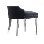 Sedie da pranzo con schienale imbottito a bottoni, borchie e struttura in acciaio – Ecopelle nera / grigia / crema / blu navy / bianca