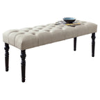 Panca da pranzo in tessuto capitonné con struttura in legno massello e gambe tornite – Marrone chiaro / Grigio / Blu / Viola, Singola