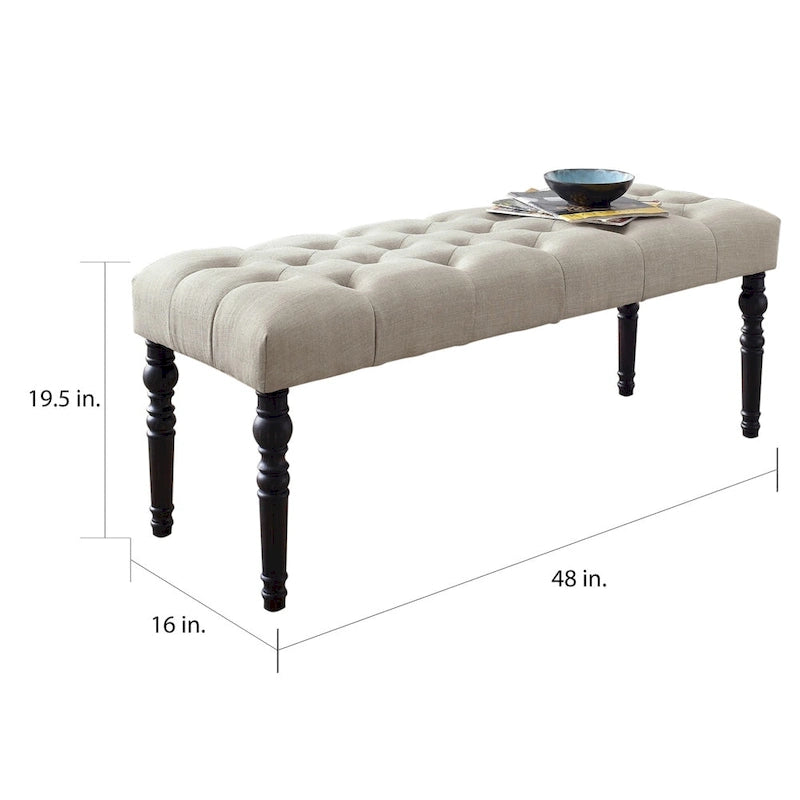 Panca da pranzo in tessuto capitonné con struttura in legno massello e gambe tornite – Marrone chiaro / Grigio / Blu / Viola, Singola