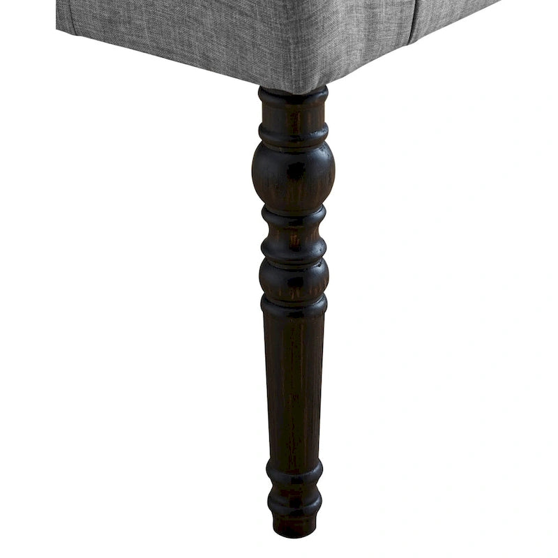 Panca da pranzo in tessuto capitonné con struttura in legno massello e gambe tornite – Marrone chiaro / Grigio / Blu / Viola, Singola