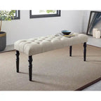 Panca da pranzo in tessuto capitonné con struttura in legno massello e gambe tornite – Marrone chiaro / Grigio / Blu / Viola, Singola