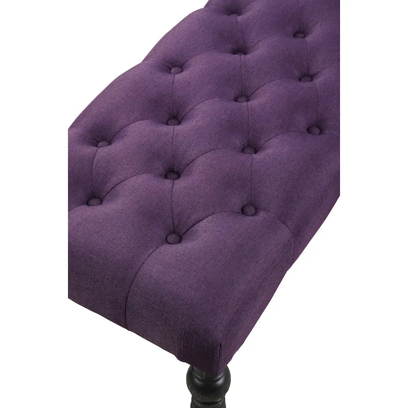Panca da pranzo in tessuto capitonné con struttura in legno massello e gambe tornite – Marrone chiaro / Grigio / Blu / Viola, Singola
