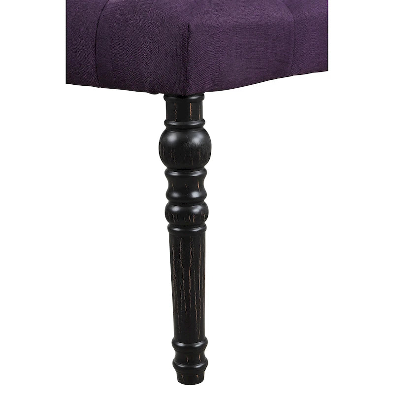 Panca da pranzo in tessuto capitonné con struttura in legno massello e gambe tornite – Marrone chiaro / Grigio / Blu / Viola, Singola