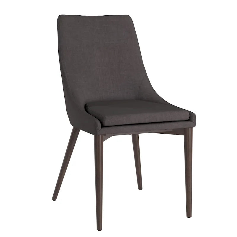 Sedie da pranzo a botte di metà secolo in lino con gambe affusolate – Grigio scuro / Grigio / Bianco