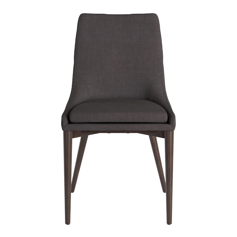 Sedie da pranzo a botte di metà secolo in lino con gambe affusolate – Grigio scuro / Grigio / Bianco